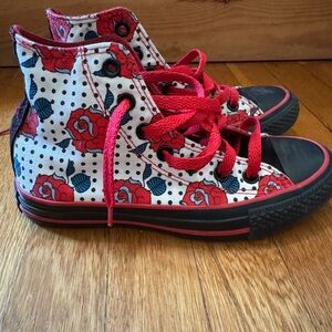RARE Converse All Star Chuck Taylor High Top Sneaker Red Roses